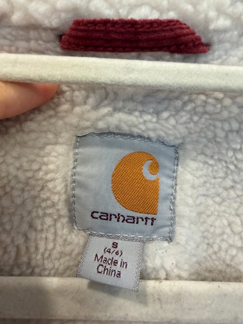 Carhartt Rare Burgundy Corduroy Sherpa Lined Jacket Small 4/6 Trucker Utility - Picture 9 of 15